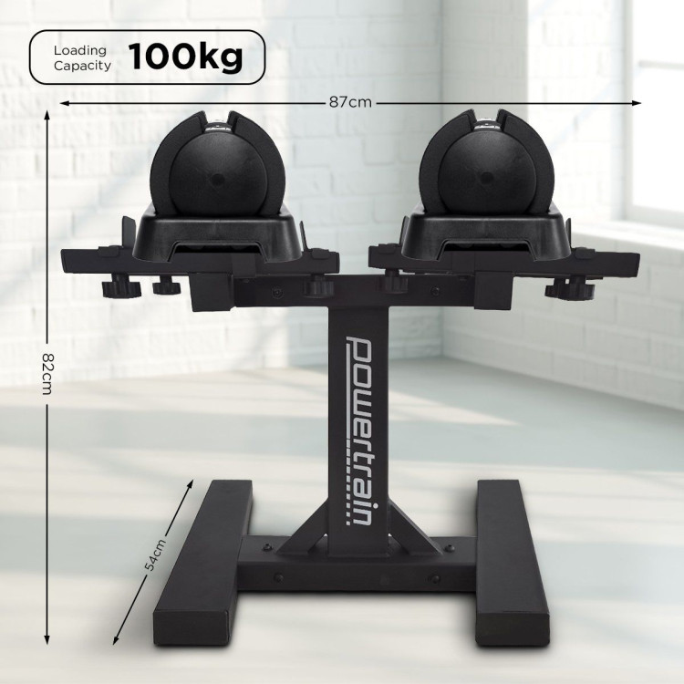 Powertrain GEN2 Pro Adjustable Dumbbell Set - 2 x 25kg (50kg) Home Gym Weights with Stand image 6