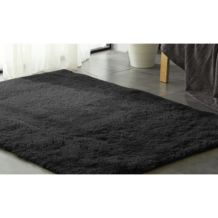 New Designer Shaggy Floor Confetti Rug Black 160x230cm