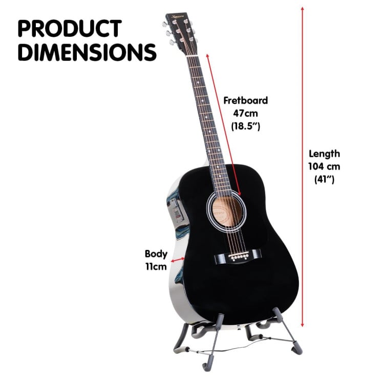 Karrera Electronic Acoustic Guitar 41in  - Black image 4