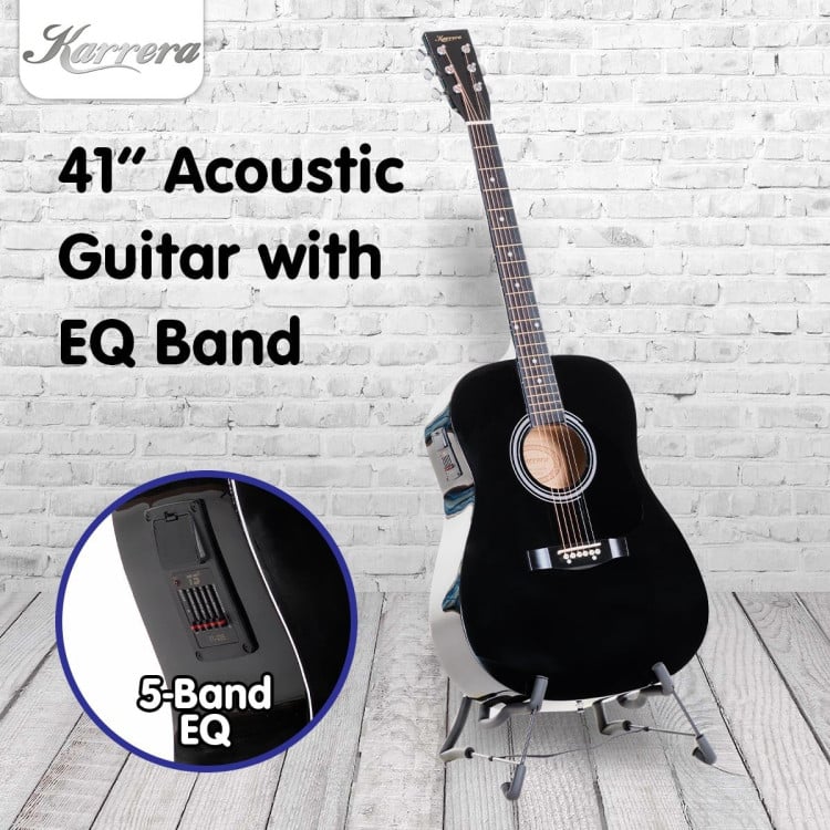Karrera Electronic Acoustic Guitar 41in  - Black image 7