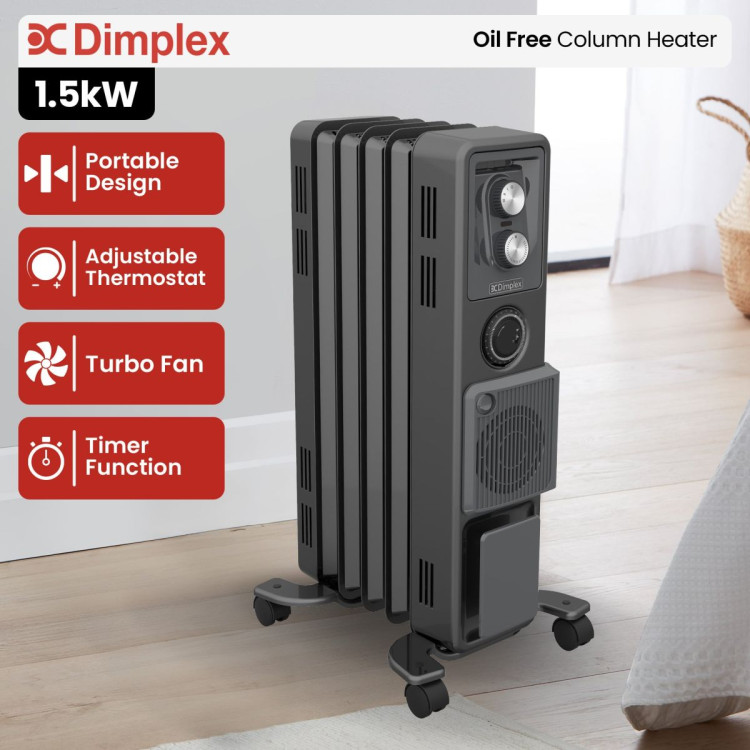 Dimplex Oil Free 1.5kW Column Heater w/ Turbo Fan and Timer in Black image 9