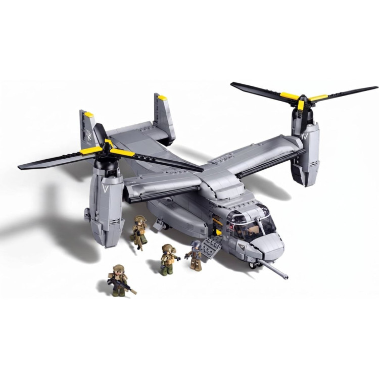 Model Kit 1:44 MV-22 Osprey Tiltrotor Helicopter Plane Military Air Force Building Blocks DIY Set Toy Sluban B1537