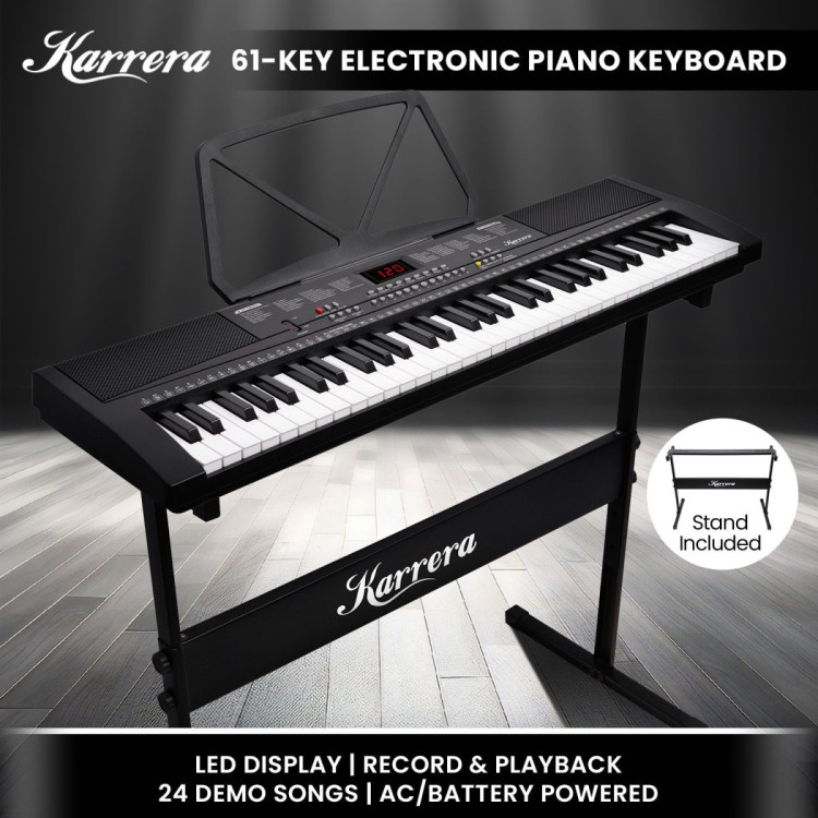 Karrera 61-Key Electronic Piano Keyboard 75cm with Stand - Black image 11