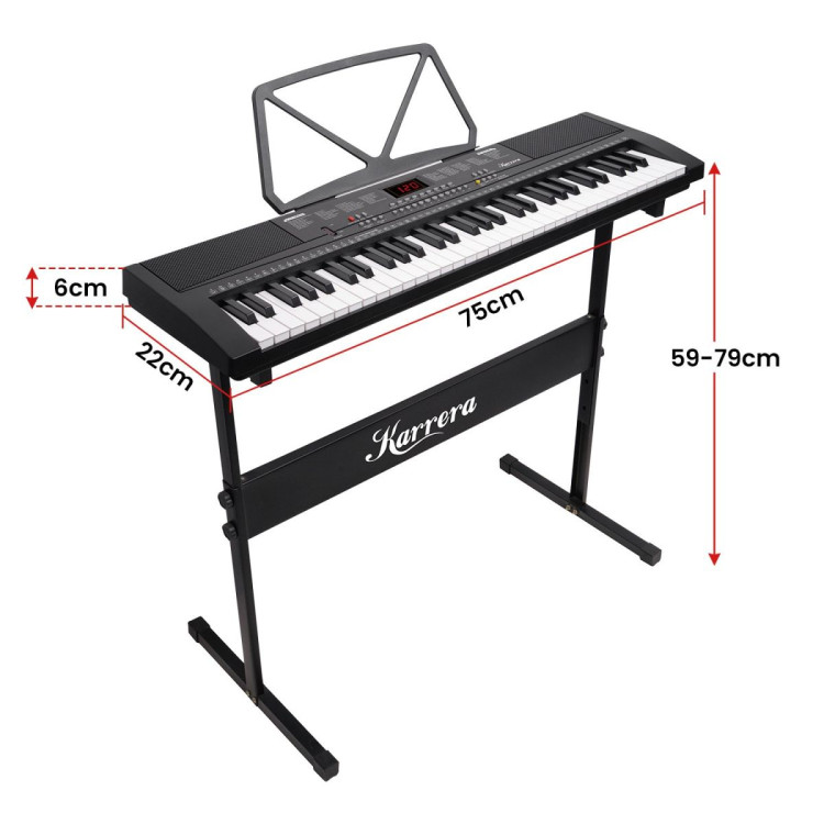 Karrera 61-Key Electronic Piano Keyboard 75cm with Stand - Black image 4