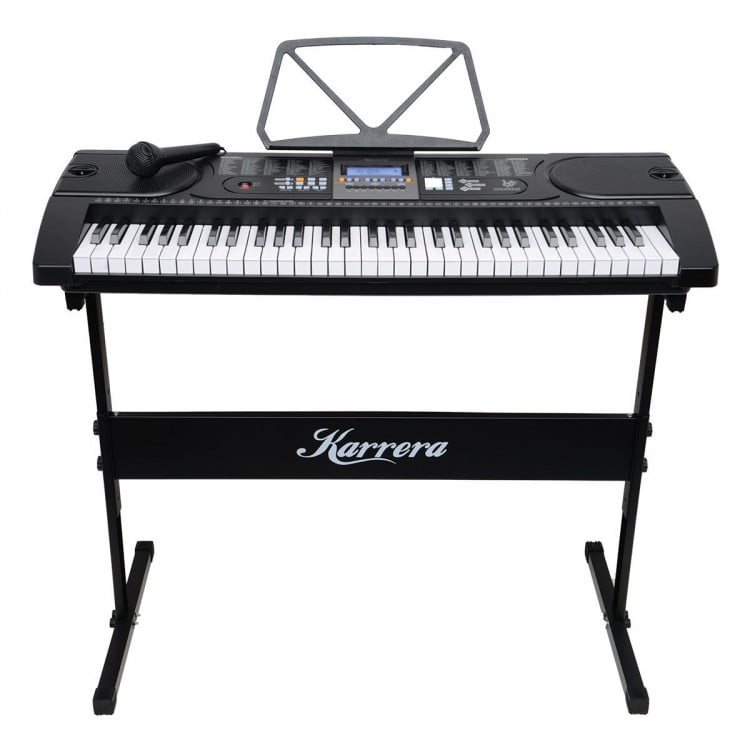 Karrera 61 Keys Electronic Keyboard Piano with Stand - Black