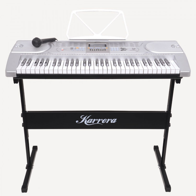 Karrera 61 Keys Electronic Keyboard Piano with Stand - Silver image 2