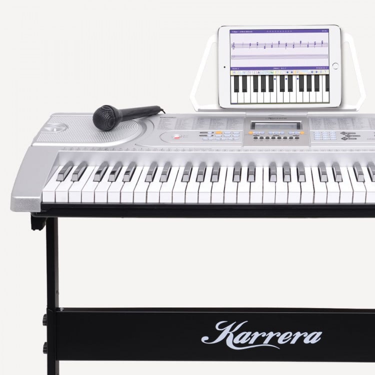 Karrera 61 Keys Electronic Keyboard Piano with Stand - Silver image 7