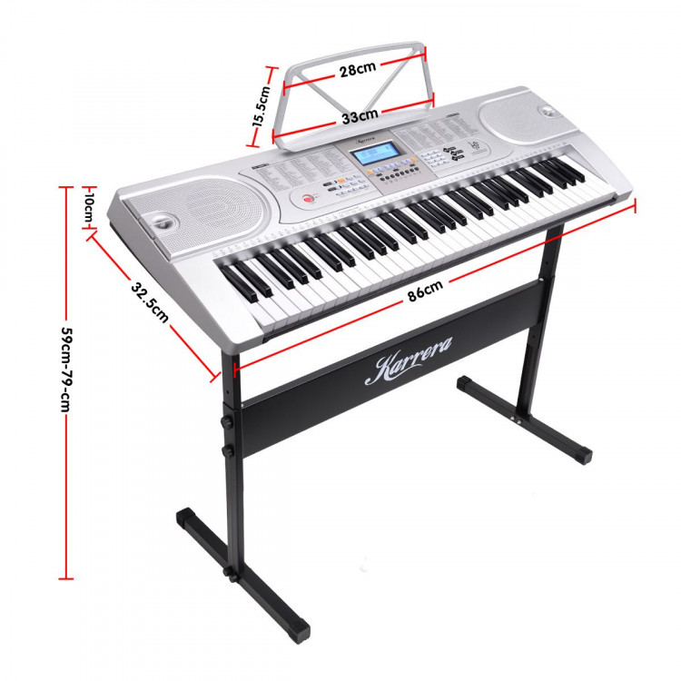 Karrera 61 Keys Electronic Keyboard Piano with Stand - Silver image 10