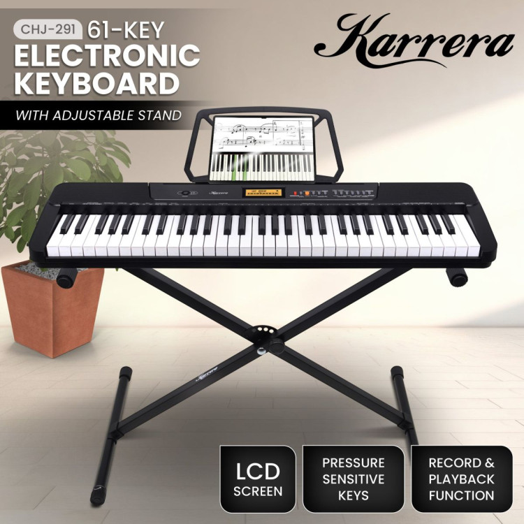 Karrera 61-Key Electronic Keyboard with LCD Display and Touch Response in Black CHJ-291 image 13