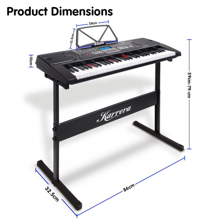 Karrera 61 Keys Electronic LED Keyboard Piano with Stand - Black image 7