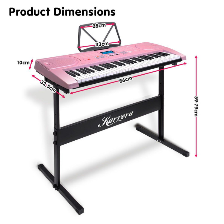 Karrera 61 Keys Electronic Keyboard Piano Music with Stand - Pink image 7