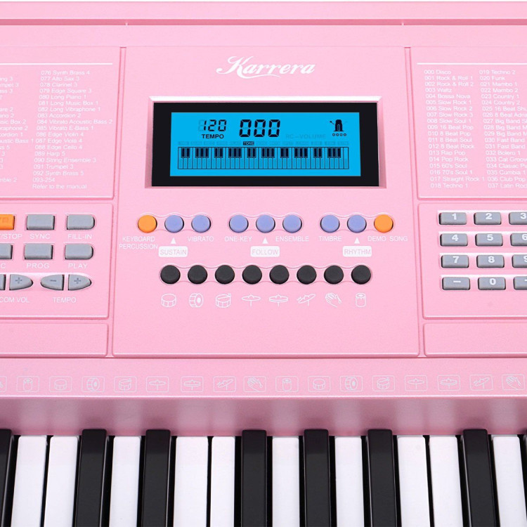 Karrera 61 Keys Electronic Keyboard Piano Music with Stand - Pink image 9