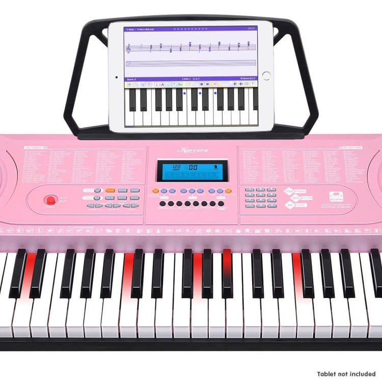 Karrera 61 Keys Electronic LED Piano Keyboard with Stand - Pink image 9