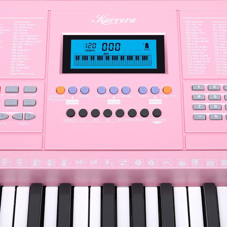 Karrera 61 Keys Electronic LED Piano Keyboard with Stand - Pink image 10