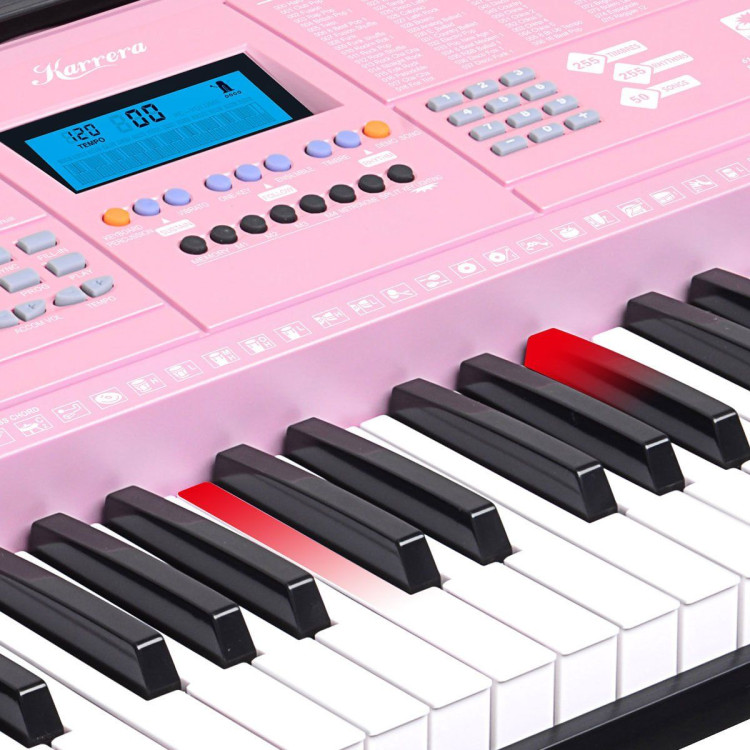 Karrera 61 Keys Electronic LED Piano Keyboard with Stand - Pink image 11