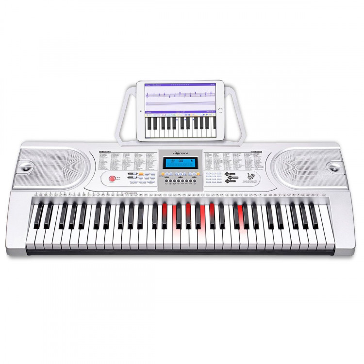 Karrera 61 Keys Electronic LED Keyboard Piano with Stand - Silver image 4