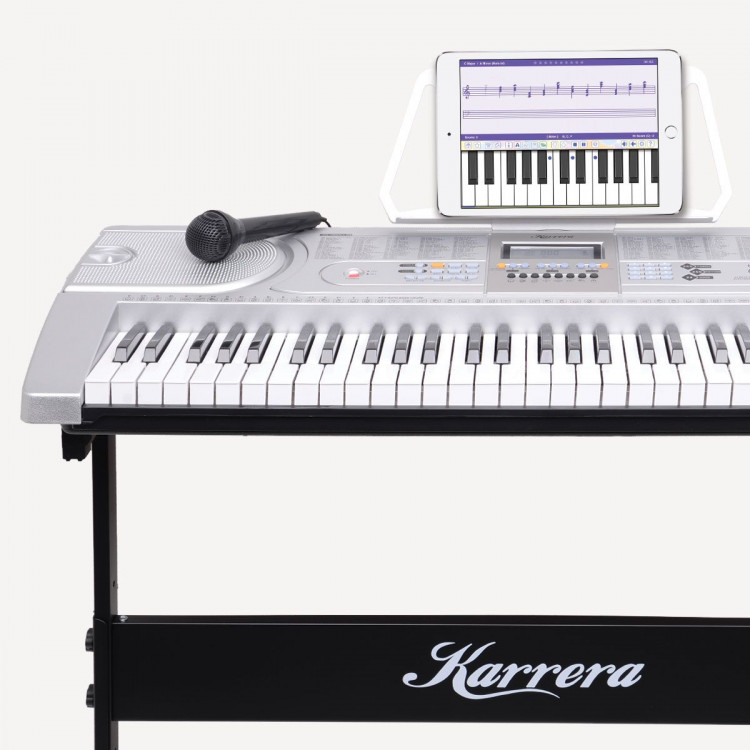 Karrera 61 Keys Electronic LED Keyboard Piano with Stand - Silver image 11