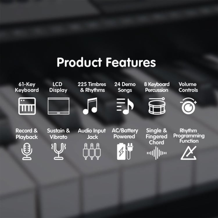 Karrera 61 Keys Electronic Keyboard Piano with Stand - Silver image 11