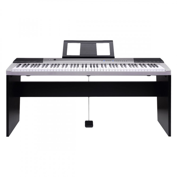 Karrera 88 Keys Electronic Keyboard Piano with Stand Silver image 2