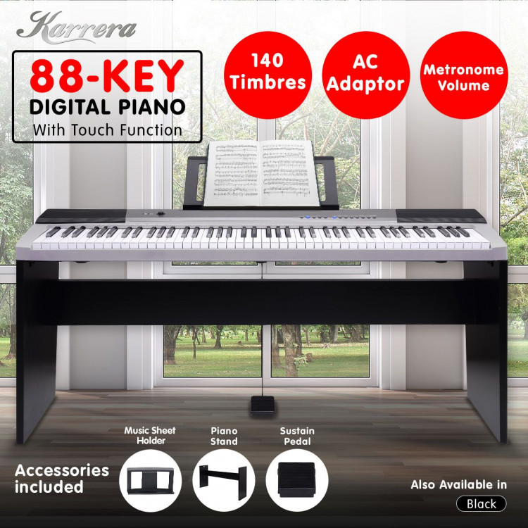 Karrera 88 Keys Electronic Keyboard Piano with Stand Silver image 11