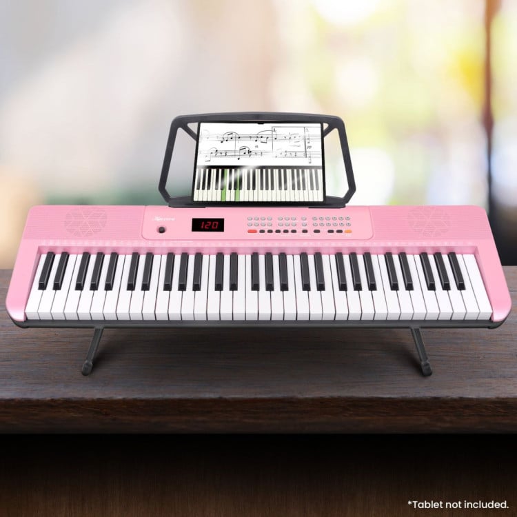 Karrera 61-Key Electronic Piano Keyboard with LED and Folding Stand in Pink CHJ-SD1 image 11