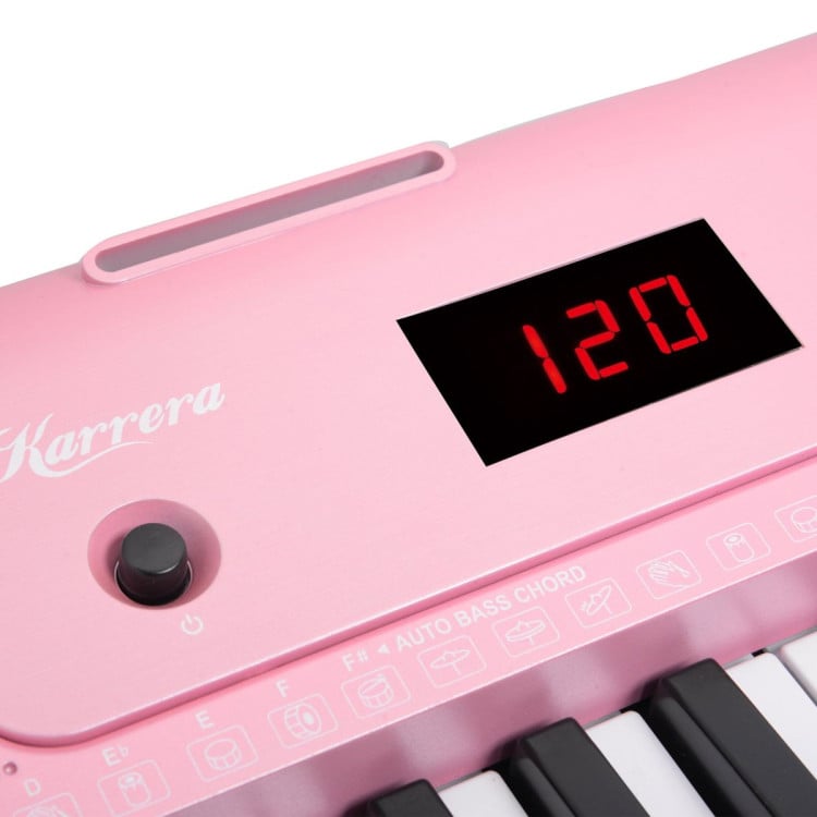 Karrera 61-Key Electronic Piano Keyboard with LED and Folding Stand in Pink CHJ-SD1 image 7