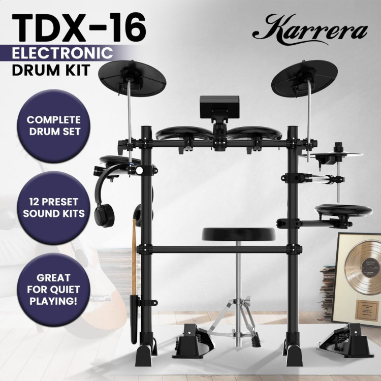 Karrera TDX-16 Electronic Drum Kit with Pedals image 3