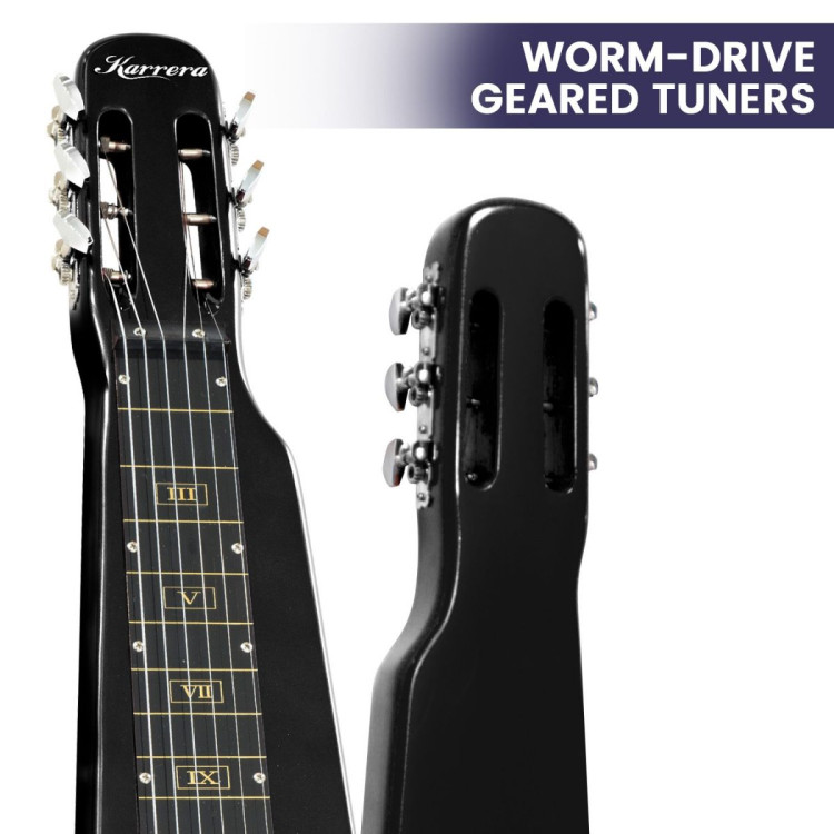 Karrera 29in 6-String Lap Steel Hawaiian Guitar - Black image 8