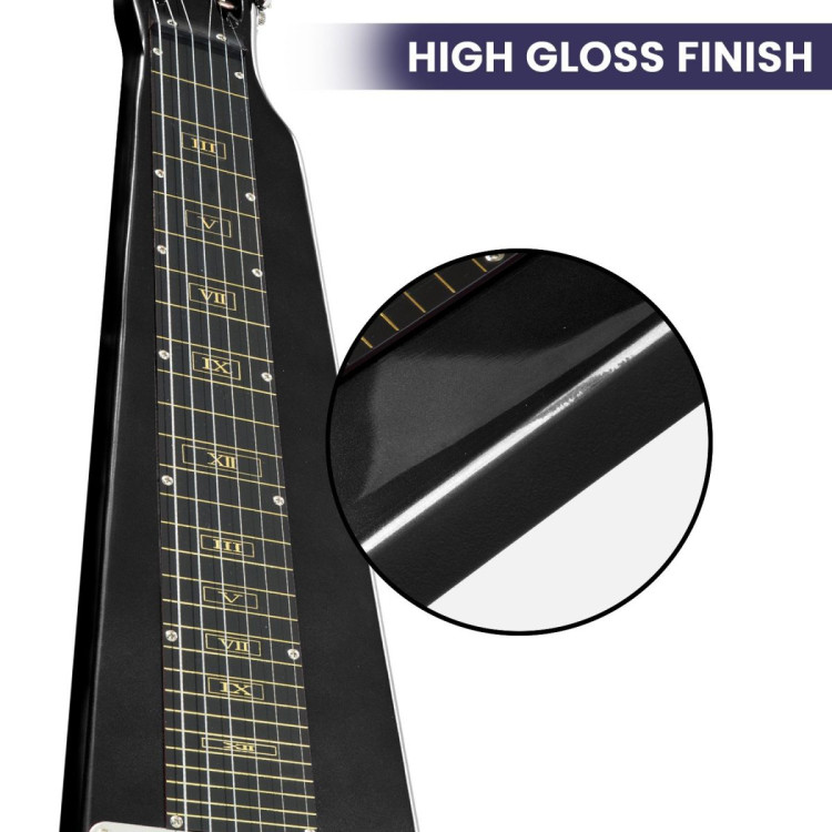 Karrera 29in 6-String Lap Steel Hawaiian Guitar - Black image 9