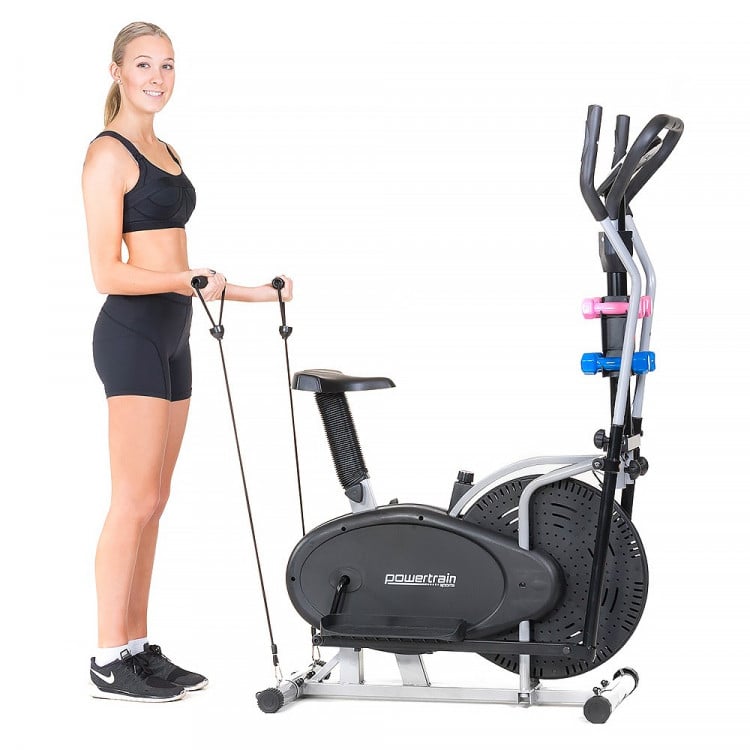 Elliptical cross trainer and exercise bike with weights and resistance bands image 4