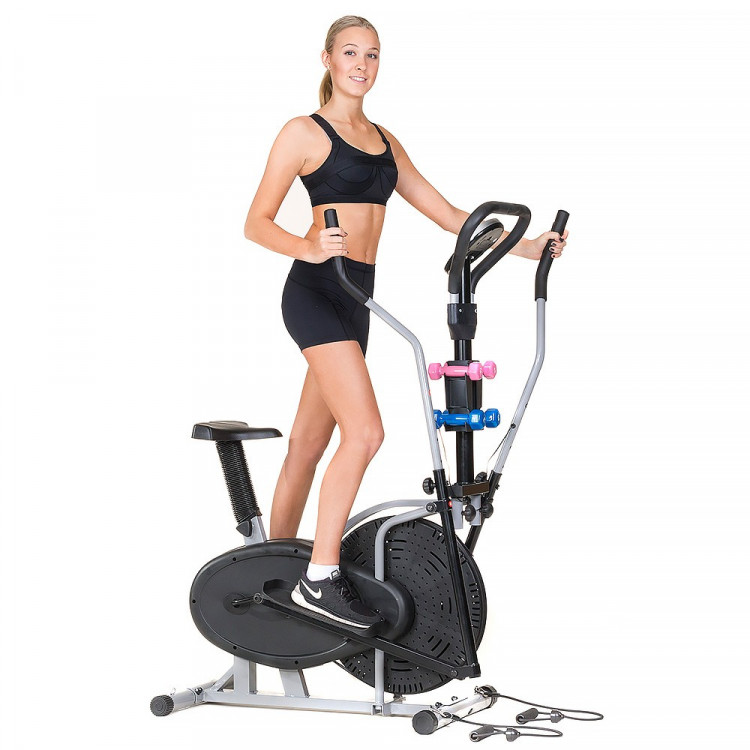 Elliptical cross trainer and exercise bike with weights and resistance bands image 5