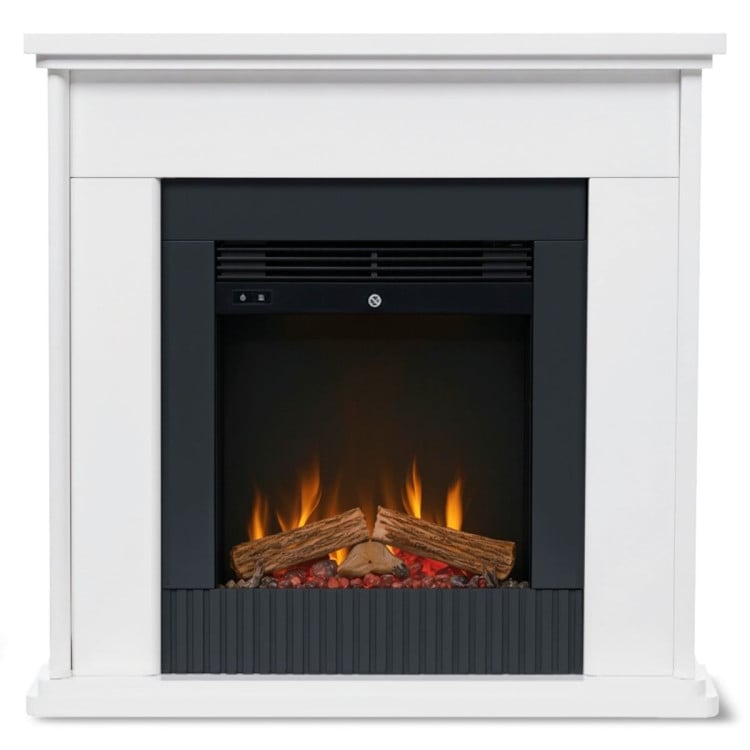 Dimplex Embassy 2kW Mini Mantle Electric Fireplace Suite, Freestanding Optiflame LED Flame Effect Heater, White