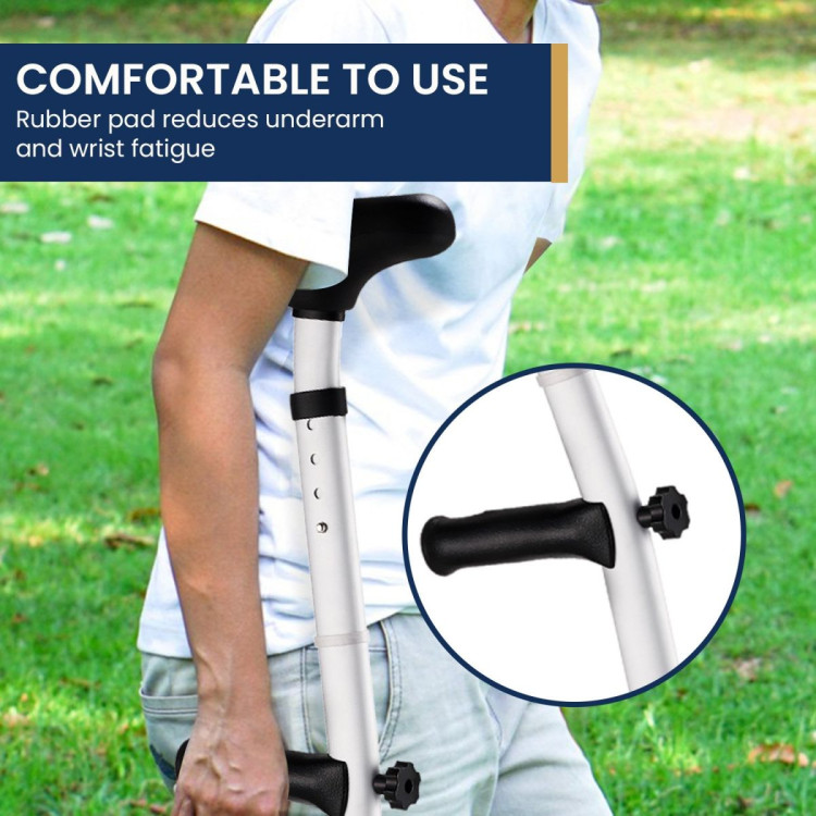 Evekare Heavy Duty Under Arm Walking Crutch - Silver image 7