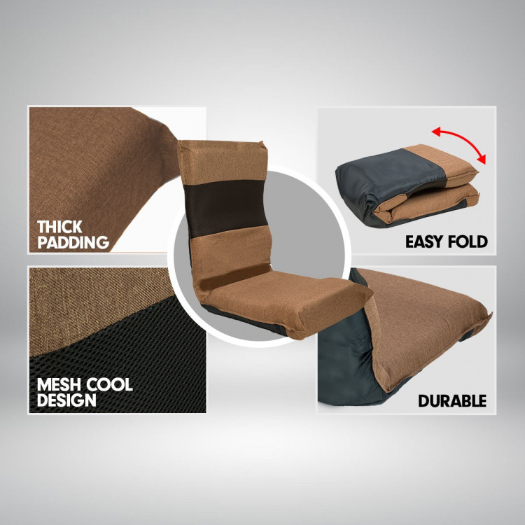 Adjustable  Floor Gaming Lounge Chair 98 x 46 x 19cm - Light Brown image 7