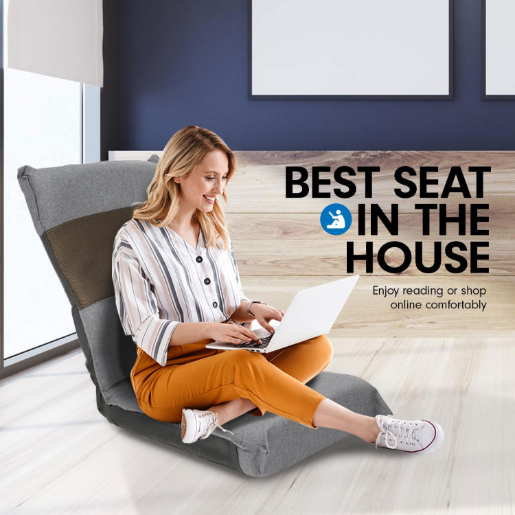 Adjustable Floor  Lounge Chair 98 x 46 x 19cm - Light Grey image 3