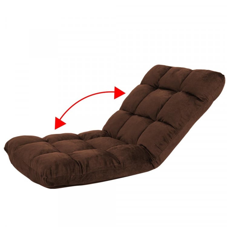 Adjustable Cushioned Floor Gaming Lounge Chair 100 x 50 x 12cm - Brown image 5