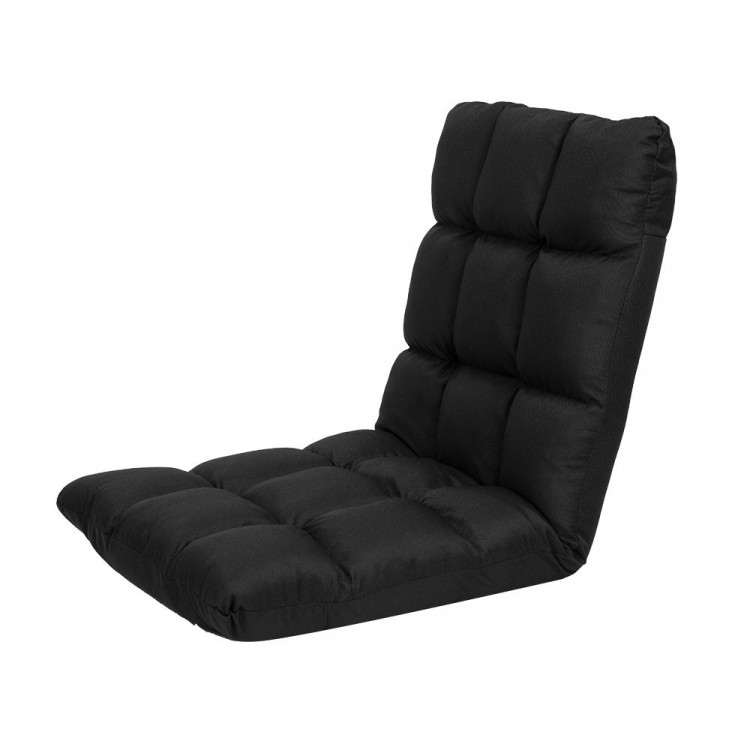 Adjustable Floor Gaming Lounge Linen Chair 99x41x12cm Black image 2