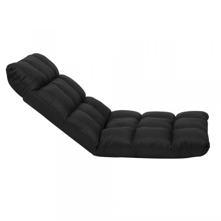 Adjustable Floor Gaming Lounge Linen Chair 99x41x12cm Black image 6