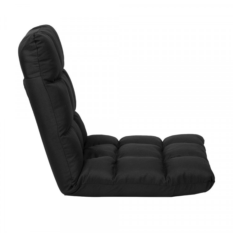 Adjustable Floor Gaming Lounge Linen Chair 99x41x12cm Black image 7