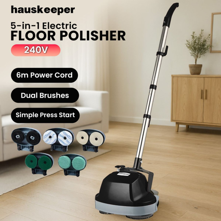 GEN2 Hauskeeper 5 in 1 Electric Floor Polisher 6M Power Cable Timber Hard Waxer Buffer Cleaner Black 240V image 17