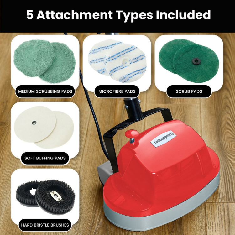 Hauskeeper 5 in 1 Electric 240V Floor Polisher w/ 6M Power Cable Timber Hard Waxer Buffer Cleaner Red image 13