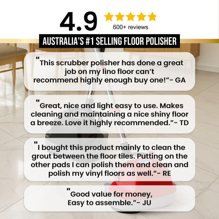 Hauskeeper 5 in 1 Electric 240V Floor Polisher w/ 6M Power Cable Timber Hard Waxer Buffer Cleaner Red image 16
