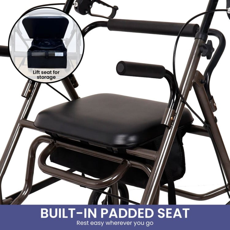 Orthonica Foldable Steel Frame Rollator Walker Lightweight Mobility Aid in Grey image 10