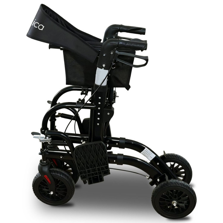 Orthonica Aluminium 2-in-1 Rollator Wheelchair with Foldable Frame – Black & Silver image 6