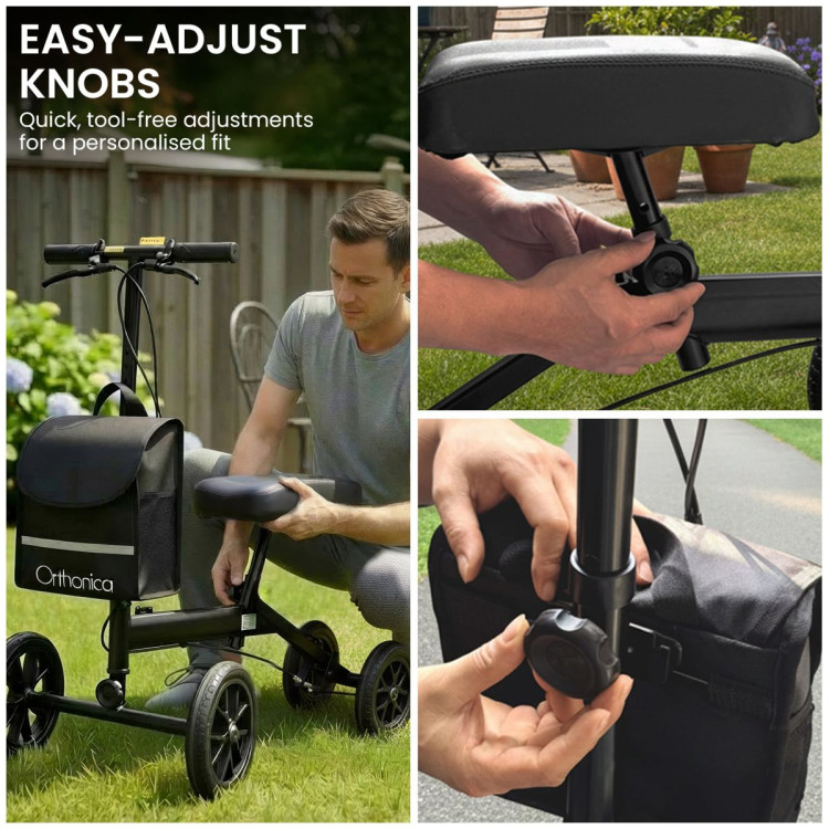 Orthonica Knee Walker with Adjustable Pad and Dual Brakes image 8