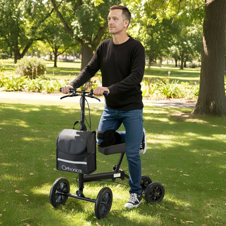 Orthonica Knee Walker with Adjustable Pad and Dual Brakes image 12