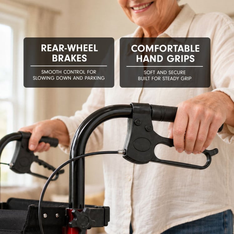Orthonica 3-Wheel Folding Rollator Walker with Seat Lightweight Aluminium Mobility Aid Adjustable Height Bag image 5