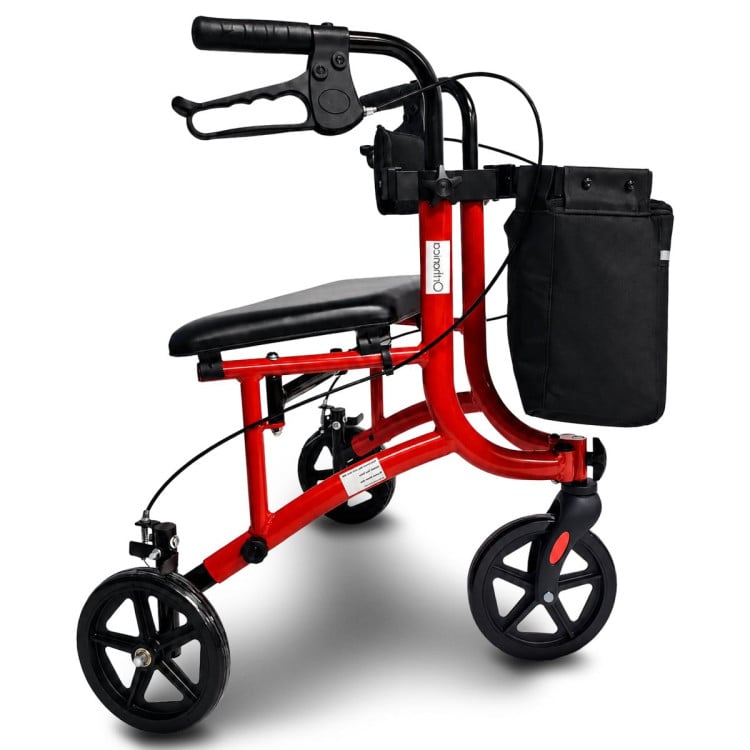 Orthonica 3-Wheel Folding Rollator Walker with Seat Lightweight Aluminium Mobility Aid Adjustable Height Bag image 16