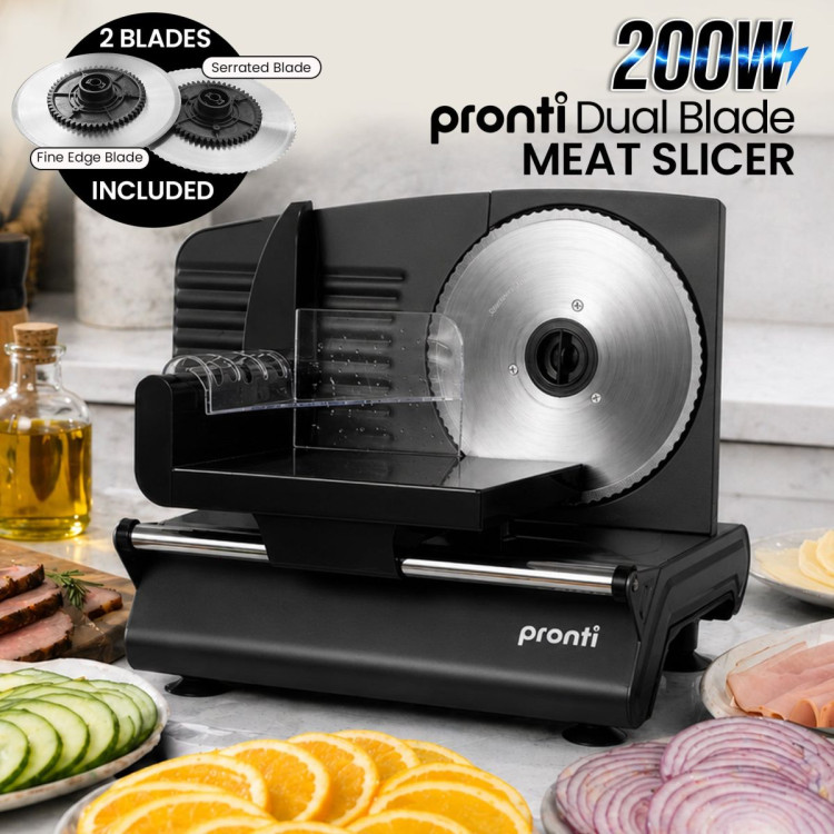 Pronti Electric Deli and Food Slicer 200W with 2 Blades - Black image 14