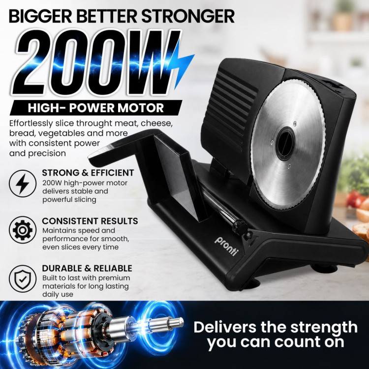 Pronti Electric Deli and Food Slicer 200W with 2 Blades - Black image 11
